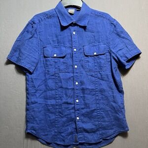 Armani Exchange blue Mens M Pearl Snap Fitted Casual Button Down Shirt